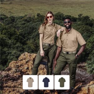 Mens Mawenzi Short Sleeve Outdoor Bush Shirt – Breathable With Velcro Pockets