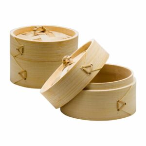 Oriental Steamer 1 Tier With Lid Bamboo 240MM:Dx92MM – MOQ: 48 units