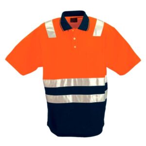 Hi Vis Patrol Golfer With Reflective Tape – Available in: Safety Orange/Navy or Safety Yellow/Navy