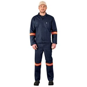 Vintage 100% Cotton Denim Conti Suit – Reflective Arms & Legs – Orange Tape
