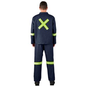 Vintage 100% Cotton Denim Conti Suit – Reflective Arms, Legs & Back – Yellow Tape