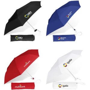 Rainbow Compact Umbrella – Quality Pop-Up 6 Panel Umbrella With Aluminium Shaft & Colour Co-ordinated Handle