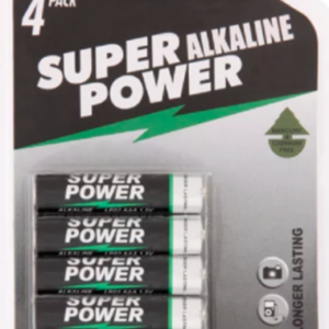 Super Power AAA Alkaline Batteries 4 Pack