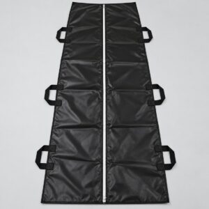 Black body bag with centre zip and 6 handles