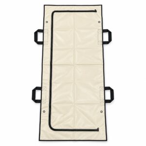 Cream body bag with J-shaped zip, eyelets and 4 handles