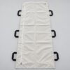 Off-white body bag with J-shaped zip and 6 black handles