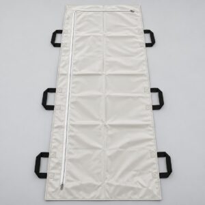 Off-white body bag with J-shaped zip and 6 black handles
