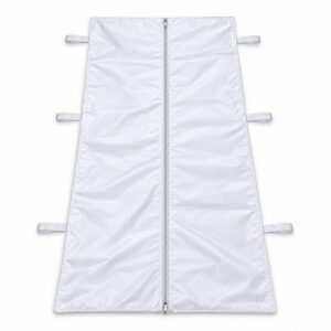 White body bag with centre zip and 6 strap handles