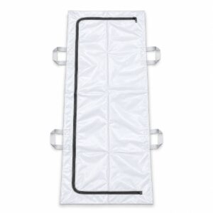 White body bag with L-shaped zip and 4 handles