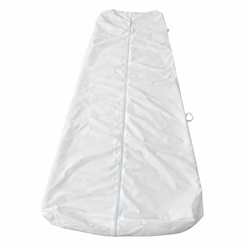 White body bag with full-length zip, front view